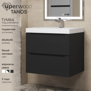 Тумба под раковину Uperwood Tanos 60 см, подвесная, черная матовая в Кургане - kurgan.ok-mebel.com | фото 3