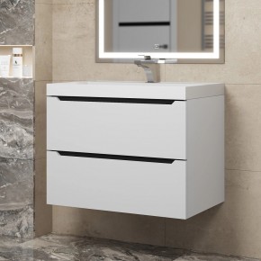 Тумба под раковину Uperwood Tanos 70 см, подвесная, белая/графит в Кургане - kurgan.ok-mebel.com | фото