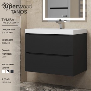 Тумба под раковину Uperwood Tanos 70 см, подвесная, черная матовая в Кургане - kurgan.ok-mebel.com | фото 3