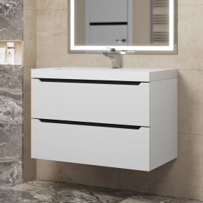 Тумба под раковину Uperwood Tanos 80 см, подвесная, белая/графит в Кургане - kurgan.ok-mebel.com | фото
