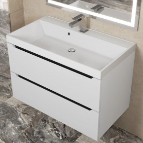Тумба под раковину Uperwood Tanos 80 см, подвесная, белая/графит в Кургане - kurgan.ok-mebel.com | фото 8
