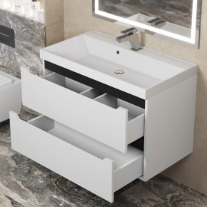 Тумба под раковину Uperwood Tanos 80 см, подвесная, белая/графит в Кургане - kurgan.ok-mebel.com | фото 9