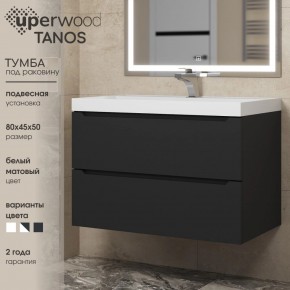 Тумба под раковину Uperwood Tanos 80 см, подвесная, черная матовая в Кургане - kurgan.ok-mebel.com | фото 3