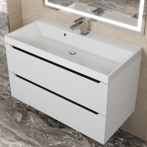 Тумба под раковину Uperwood Tanos 90 см, подвесная, белая/графит в Кургане - kurgan.ok-mebel.com | фото 9