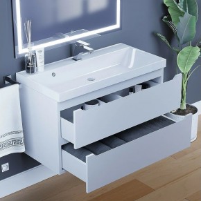 Тумба под раковину Uperwood Tanos 90 см, подвесная, белая матовая в Кургане - kurgan.ok-mebel.com | фото 4