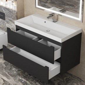 Тумба под раковину Uperwood Tanos 90 см, подвесная, черная матовая в Кургане - kurgan.ok-mebel.com | фото 10