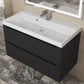 Тумба под раковину Uperwood Tanos 90 см, подвесная, черная матовая в Кургане - kurgan.ok-mebel.com | фото 11