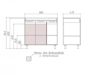 Тумба под умывальник Andrea 90 3D без ящика Домино (D37005T) в Кургане - kurgan.ok-mebel.com | фото 2