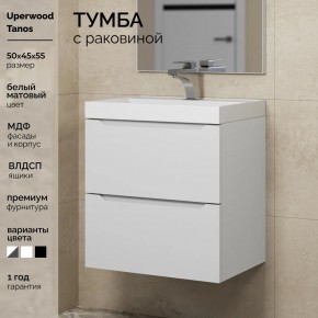 Тумба с раковиной Uperwood Tanos 50 см, подвесная, белая матовая в Кургане - kurgan.ok-mebel.com | фото 5