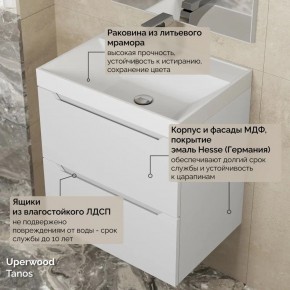 Тумба с раковиной Uperwood Tanos 50 см, подвесная, белая матовая в Кургане - kurgan.ok-mebel.com | фото 6